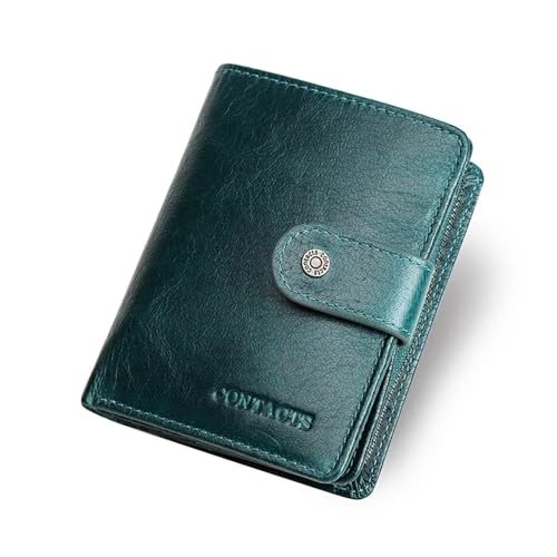 Leder geldbörse Leder RFID Vintage Brieftasche Männer Mit Münzfach Kurze Brieftaschen Kleine Reißverschluss Kartenhalter Mann Geldbörse(Blue) von HUDFVIOI