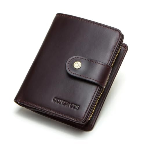 Leder geldbörse Leder RFID Vintage Brieftasche Männer Mit Münzfach Kurze Brieftaschen Kleine Reißverschluss Kartenhalter Mann Geldbörse(Coffee) von HUDFVIOI
