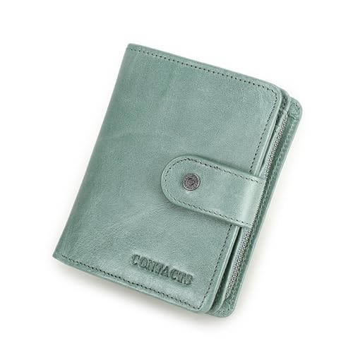 Leder geldbörse Leder RFID Vintage Brieftasche Männer Mit Münzfach Kurze Brieftaschen Kleine Reißverschluss Kartenhalter Mann Geldbörse(Greenish Gray) von HUDFVIOI