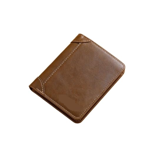 Leder geldbörse Ledergeldbörse Herren Schlank Vertikale Geldbörsen Schwarz Dünn Kurz Ausweis Kreditkartenhalter Minimalistisch Herren Braun(Color 4) von HUDFVIOI