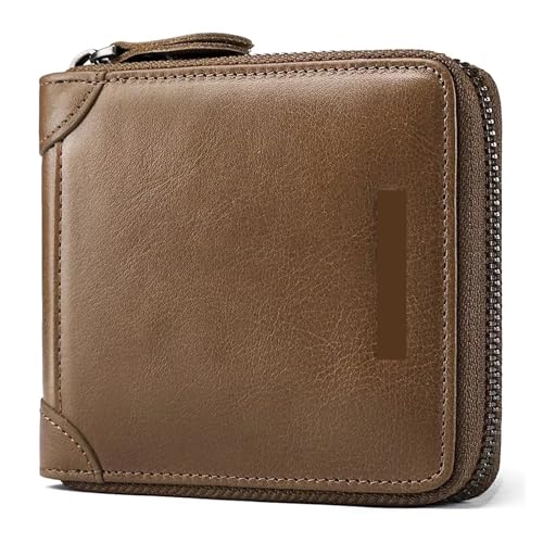 Leder geldbörse Ledergeldbörsen for Herrenmarken Luxus-Kartenetui Kartenhalter mit Münzfach RFID-Geldbörsen(Khaki Color) von HUDFVIOI