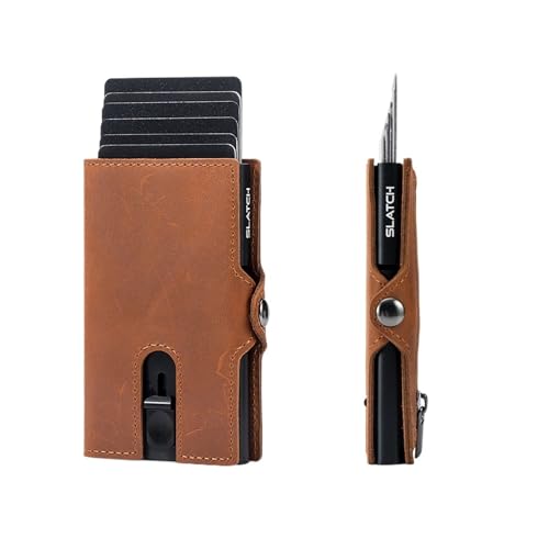 Leder geldbörse Männer Brieftaschen Leder Popup Kurze Karte Halter Geldbörse Marke Männlichen(Brown) von HUDFVIOI