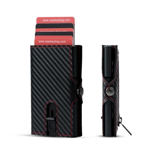 Leder geldbörse Männer Brieftaschen Leder Popup Kurze Karte Halter Geldbörse Marke Männlichen(Carbon Fiber 2) von HUDFVIOI