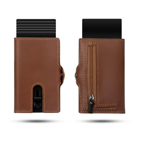 Leder geldbörse Männer Brieftaschen Leder Popup Kurze Karte Halter Geldbörse Marke Männlichen(Oil Wax - Brown) von HUDFVIOI