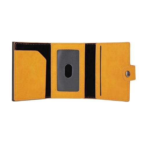 Leder geldbörse Out Kreditkarteninhaber Männer Geldbörsen Fronttasche Bifold Karteninhaber Fall Kurze Männliche Geldbörse(Yellow) von HUDFVIOI