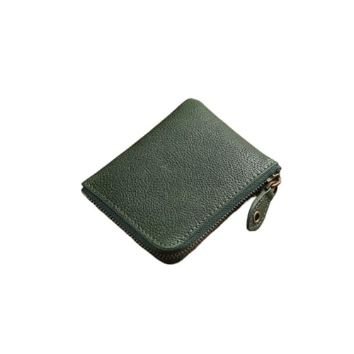 Leder geldbörse Rindsleder Mini Kurze Brieftasche for Frauen Leder Täglich Casual Münzfach Geldbörse Kartenhalter(Green) von HUDFVIOI