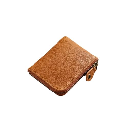 Leder geldbörse Rindsleder Mini Kurze Brieftasche for Frauen Leder Täglich Casual Münzfach Geldbörse Kartenhalter(Yellow Brown) von HUDFVIOI
