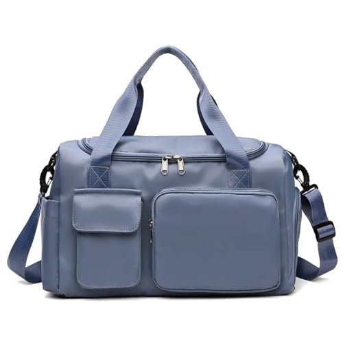 Sporttasche wasserdichte Gym Fitness Yoga Sporttaschen for Frauen Handgepäck Reisetaschen Große Kapazität Weekender Übernachtung Duffle Gepäck Handtasche(Blue) von HUDFVIOI