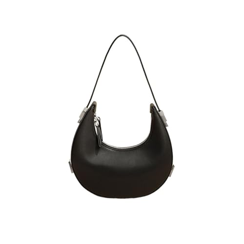 unterarmtasche Design Umhängetaschen for Frauen Half Moon Hobo Bag Lady Marke Unterarmtaschen Leder Kleine Clutch Handtasche Geldbörse(Black) von HUDFVIOI