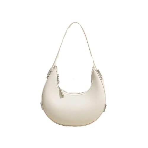 unterarmtasche Design Umhängetaschen for Frauen Half Moon Hobo Bag Lady Marke Unterarmtaschen Leder Kleine Clutch Handtasche Geldbörse(White) von HUDFVIOI