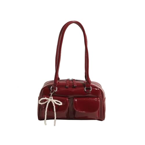 unterarmtasche Solide Nähgarn Glänzende Schultertaschen Vielseitige Handtaschen(Red) von HUDFVIOI