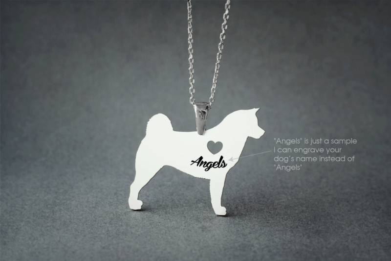 Akita Namenskette Personalisierter Sterling Silber Hundeanhänger von HUDOCA