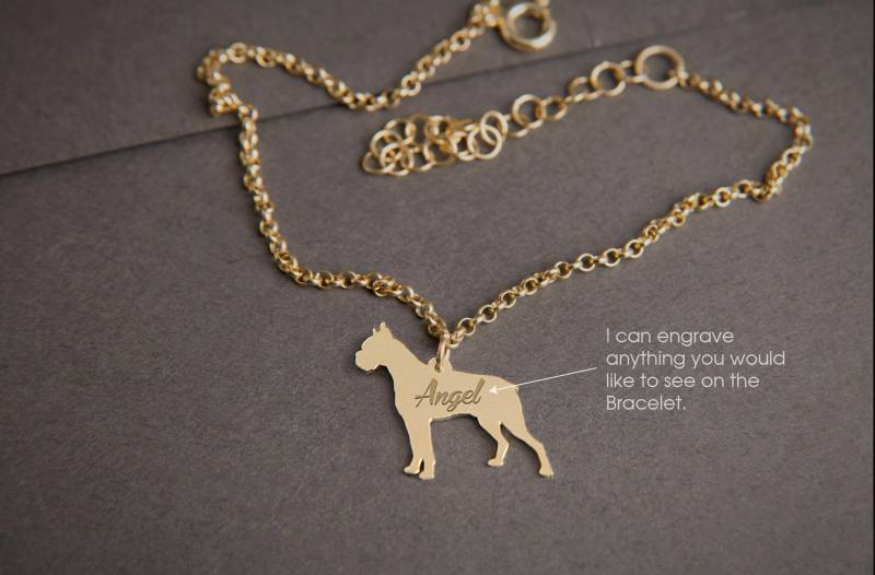 Boxer Armband Personalisierter Sterling Silber Hunde Schmuck von HUDOCA