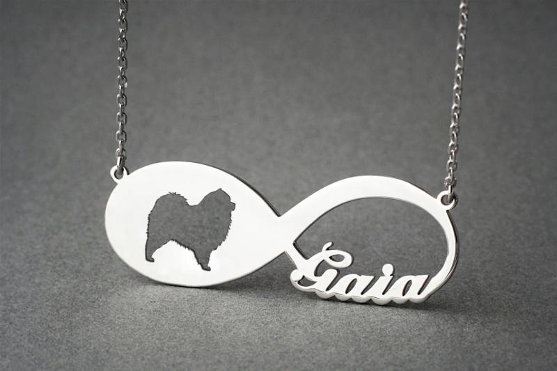 Chow Halskette Sterling Silber Infinity Hunde-Denkmal von HUDOCA