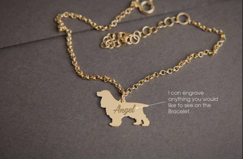 Cocker Spaniel Armband Sterling Silber, Gold Oder Rosé Überzogen Cocker Spaniel Armband Sterling Silber, Gold Oder Rosé Überzogen von HUDOCA