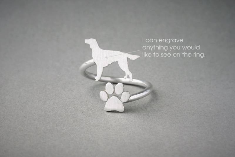 Einstellbare Sterling Silber Setter Hundering Pfotenabdruck Ring von HUDOCA