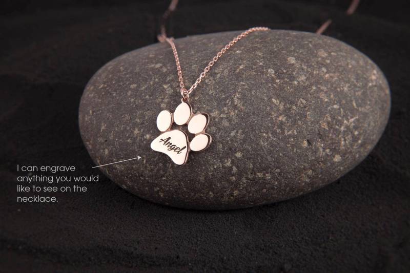 Große Pfotenabdruck-Halskette Aus 925Er Silber Haustierschmuck Mit Gravur Große Pfotenabdruck-Halskette Aus 925Er Silber Haustierschmuck Mit Gravur von HUDOCA