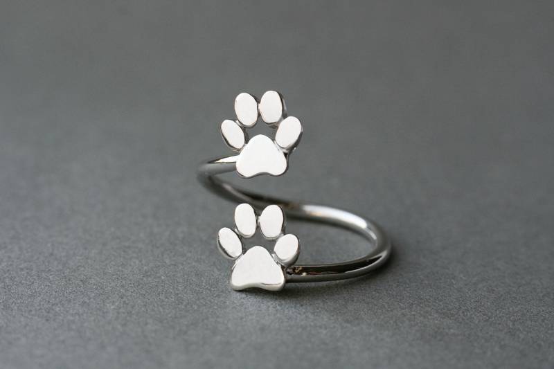 Handgemachte Sterling Silber Verstellbare Doppelpfote Ring von HUDOCA