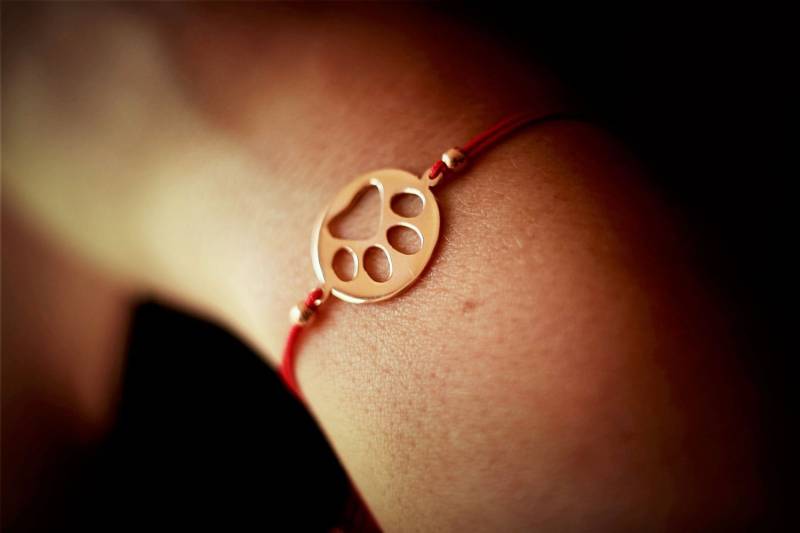 Handgemachtes Sterling Silber Pfotenabdruck Disk Armband Verstellbarer Seilanhänger von HUDOCA