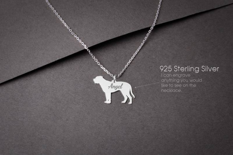Personalisierbar Mastiff Halskette Sterling Silber Hund Anhänger Personalisierbar Mastiff Halskette Sterling Silber Hund Anhänger von HUDOCA