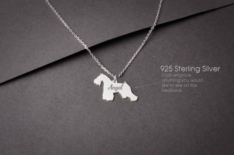 Personalisierbar Schnauzer Halskette Sterling Silber Hund Anhänger Personalisierbar Schnauzer Halskette Sterling Silber Hund Anhänger von HUDOCA