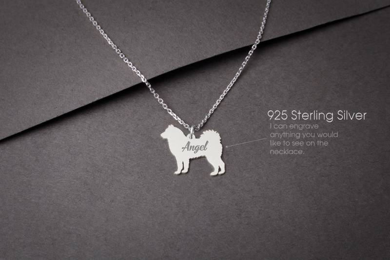 Personalisierbar Siberian Husky Halskette Kleiner Sterling Silber Hundeanhänger Personalisierbar Siberian Husky Halskette Kleiner Sterling Silber Hundeanhänger von HUDOCA