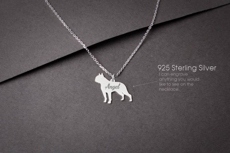 Personalisierbare Boston Terrier Halskette Sterling Silber Hundeliebhaber Geschenk von HUDOCA