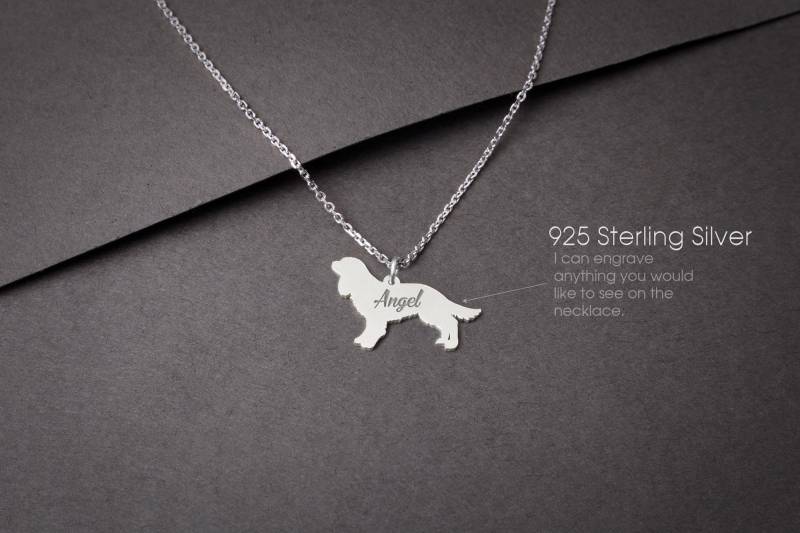 Personalisierbare Cavalier King Charles Spaniel Halskette Sterling Silber Personalisierbare Cavalier King Charles Spaniel Halskette Sterling Silber von HUDOCA