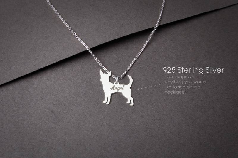 Personalisierbare Chihuahua Halskette Sterling Silber Hundeliebhaber Geschenk von HUDOCA