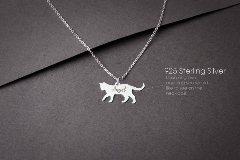 Personalisierbare Halskette Aus Kurzhaarkatze Sterling Silber Haustier Anhänger Personalisierbare Halskette Aus Kurzhaarkatze Sterling Silber Haustier Anhänger von HUDOCA