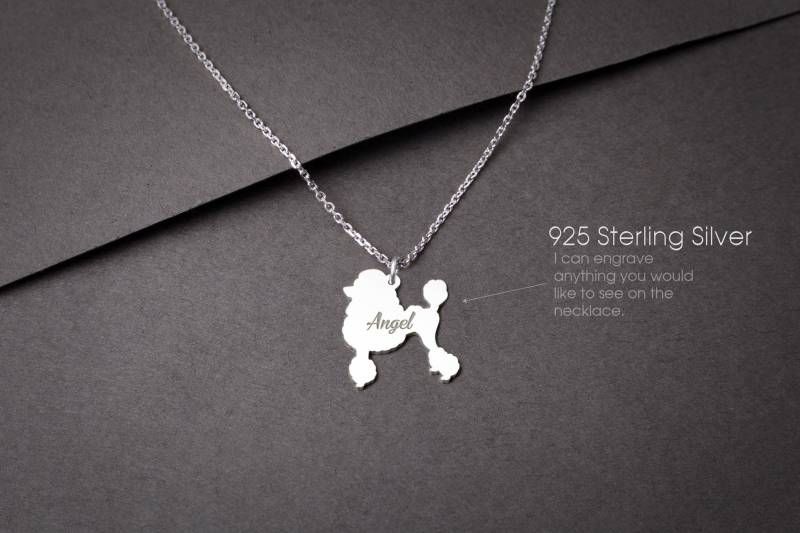 Personalisierbare Pudel Halskette Winziges Sterling Silber Geschenk Für Hundeliebhaber von HUDOCA