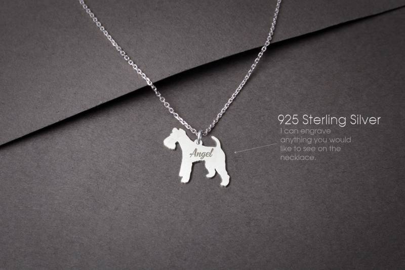 Personalisierbare Wire Foxterrier Halskette Kleiner Sterling Silber Hund Anhänger Personalisierbare Wire Foxterrier Halskette Kleiner Sterling Silber Hund Anhänger von HUDOCA