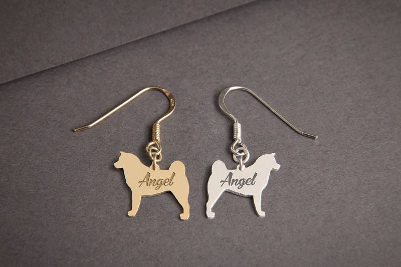 Personalisierte Akita Inu Ohrringe Sterlingsilber Hunderasse Anhänger von HUDOCA
