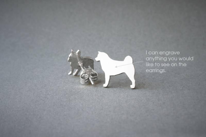 Personalisierte Akita Ohrringe Sterling Silber Hunderasse Schmuck Personalisierte Akita Ohrringe Sterling Silber Hunderasse Schmuck von HUDOCA