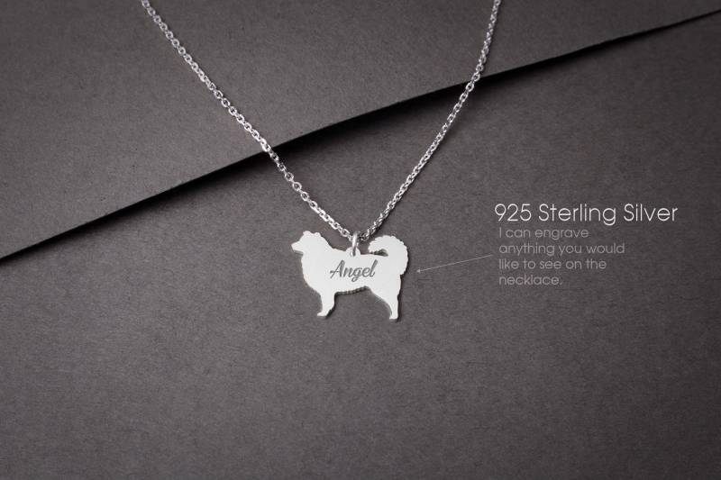 Personalisierte Australian Shepherd Halskette Kleiner Sterling Silber Hund von HUDOCA