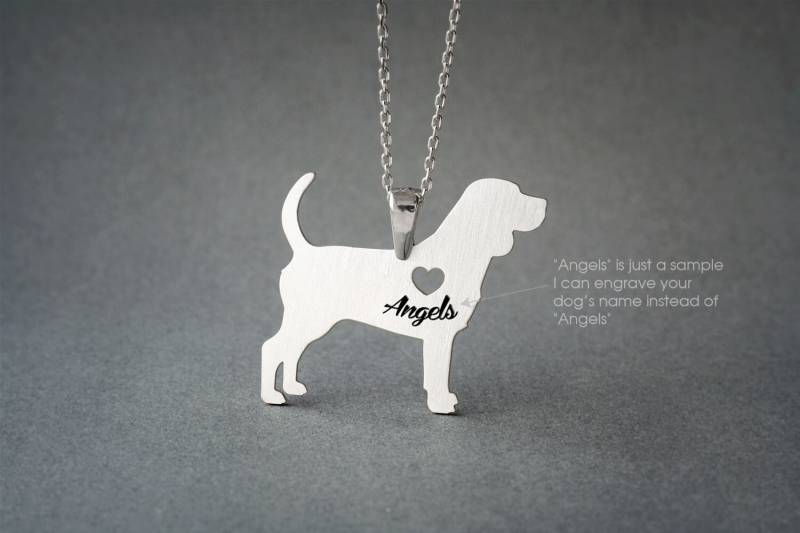 Personalisierte Beagle Namenskette Sterling Silber Hunde Geschenk von HUDOCA