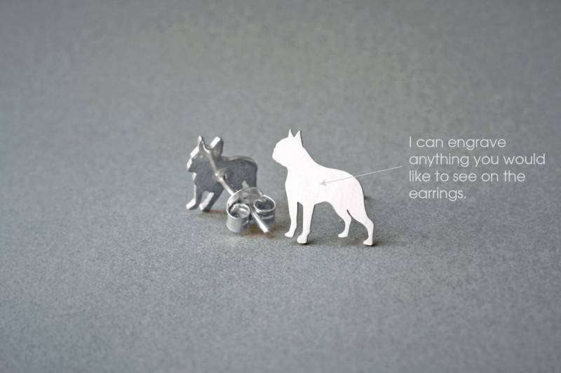 Personalisierte Boston Terrier Ohrringe Sterlingsilber Hunderasse Ohrringe Personalisierte Boston Terrier Ohrringe Sterlingsilber Hunderasse Ohrringe von HUDOCA