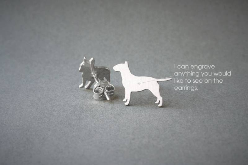 Personalisierte Bullterrier Ohrringe Sterling Silber Hunderasse Schmuck Personalisierte Bullterrier Ohrringe Sterling Silber Hunderasse Schmuck von HUDOCA