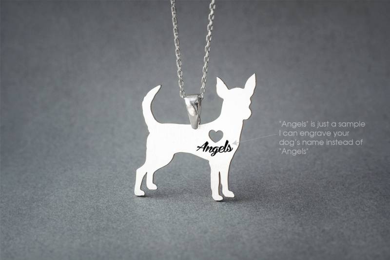 Personalisierte Chihuahua Halskette Sterling Silber Hundeschmuck Personalisierte Chihuahua Halskette Sterling Silber Hundeschmuck von HUDOCA