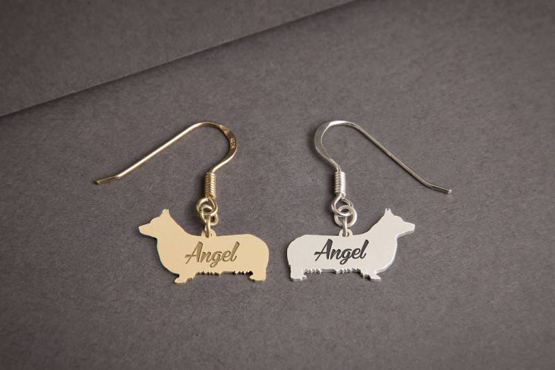 Personalisierte Corgis Baumeln Ohrringe Sterling Silber Hunderasse Schmuck von HUDOCA