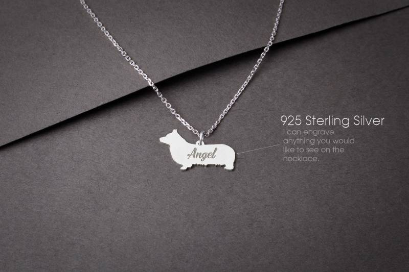 Personalisierte Corgis Halskette Sterling Silber Hund Anhänger Personalisierte Corgis Halskette Sterling Silber Hund Anhänger von HUDOCA