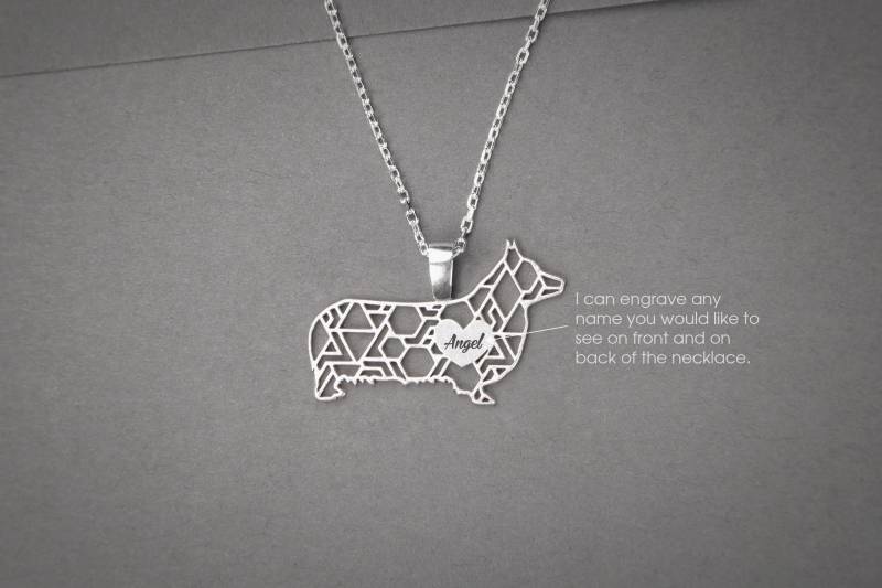 Personalisierte Corgis Halskette Sterling Silber Hunde Schmuck von HUDOCA