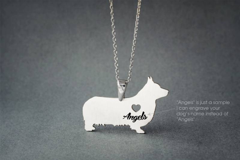 Personalisierte Corgis Namen Halskette Sterling Silber Hunderasse Schmuck von HUDOCA