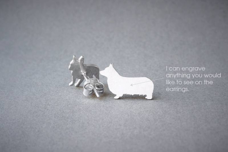 Personalisierte Corgis Ohrringe Sterlingsilber Hunderasse Ohrringe von HUDOCA