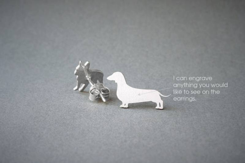 Personalisierte Dackel Sterling Silber Ohrringe Schmuck Personalisierte Dackel Sterling Silber Ohrringe Schmuck von HUDOCA