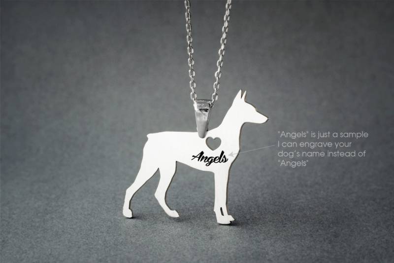 Personalisierte Dobermann Pinscher Halskette Sterling Silber Hunderasse Anhänger Personalisierte Dobermann Pinscher Halskette Sterling Silber Hunderasse Anhänger von HUDOCA