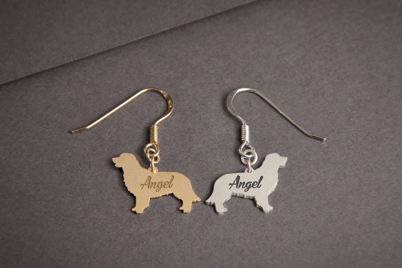 Personalisierte Golden Retriever Baumeln Ohrringe Sterling Silber, Hunderasse Schmuck von HUDOCA
