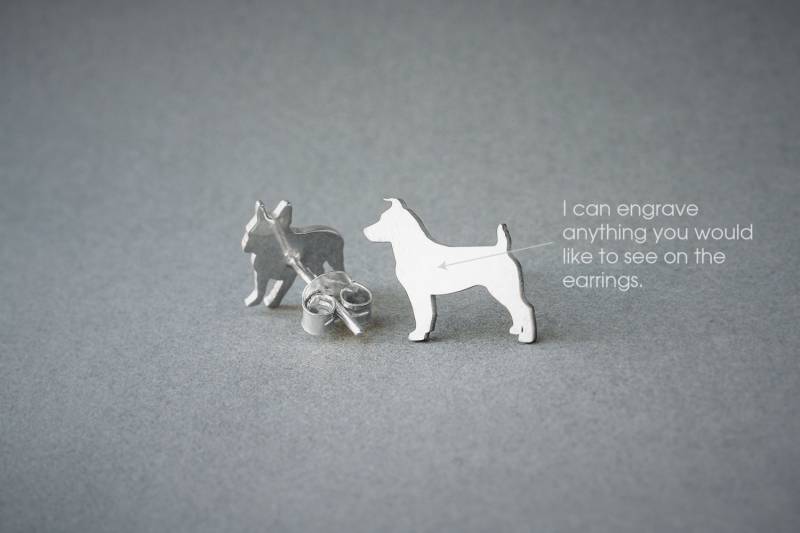 Personalisierte Jack Russel Sterling Silber Ohrringe - Hunderasse Schmuck von HUDOCA