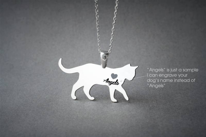 Personalisierte Kurzhaarkatze Halskette Sterling Silber Haustier Schmuck Personalisierte Kurzhaarkatze Halskette Sterling Silber Haustier Schmuck von HUDOCA