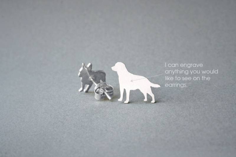 Personalisierte Labrador Retriever Sterling Silber Ohrringe Hunderasse Schmuck Mit Gravur Personalisierte Labrador Retriever Sterling Silber Ohrringe Hunderasse Schmuck Mit Gravur von HUDOCA